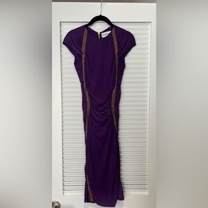Emilio Pucci Purple Maxi Dress with Gold Accents
